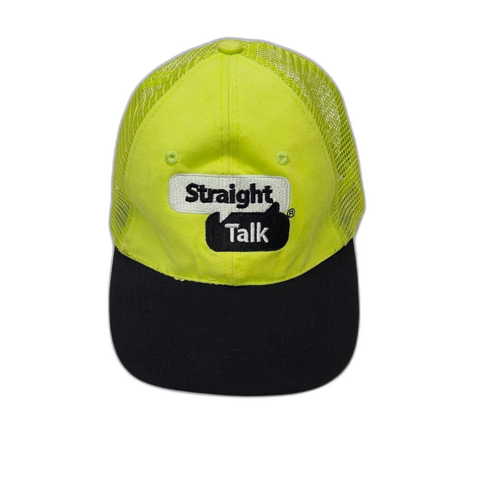 Straight Talk Wireless Trucker Hat  Cap Neon Yellow High Viz Green Mesh